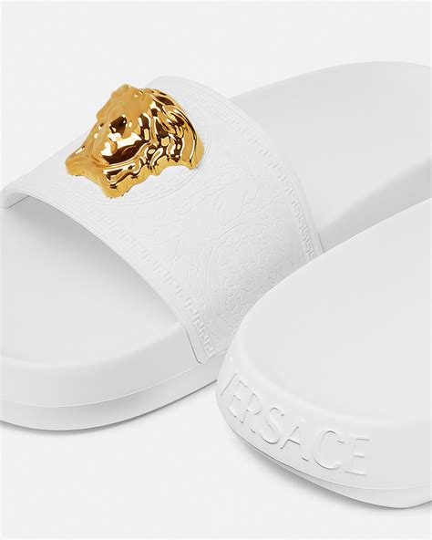 versace slip ons white|Versace palazzo slides.